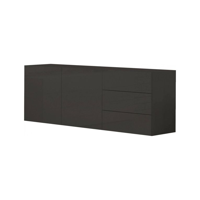 Credenza antracite lucida 170x40x60h cm 2 ante e 3 cassetti - Andie