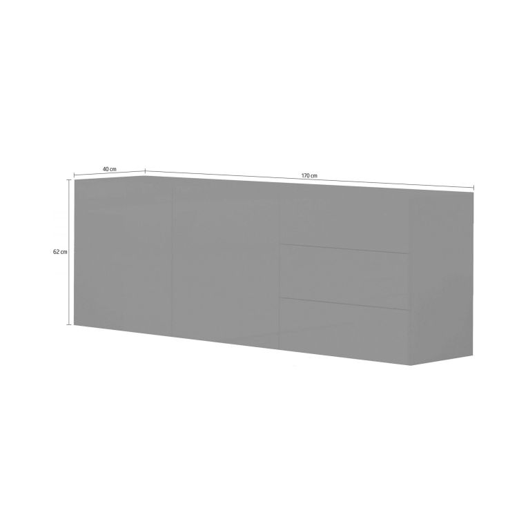 Credenza antracite lucida 170x40x60h cm 2 ante e 3 cassetti - Andie