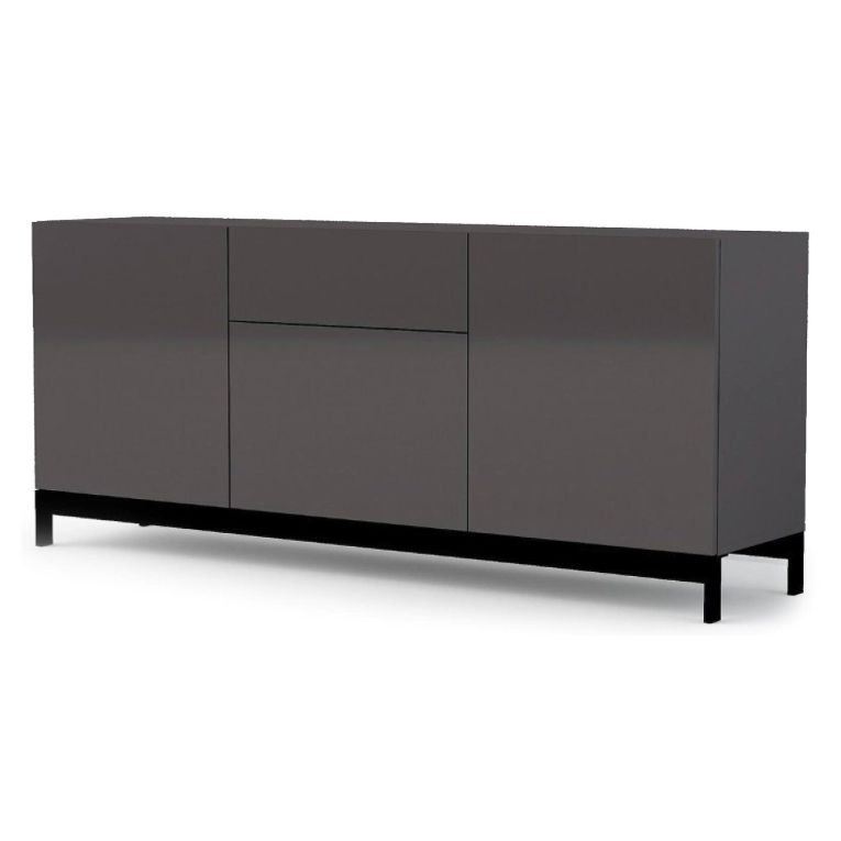 Credenza antracite lucida 170x40x72h cm 3 ante e 1 cassetto - Allel
