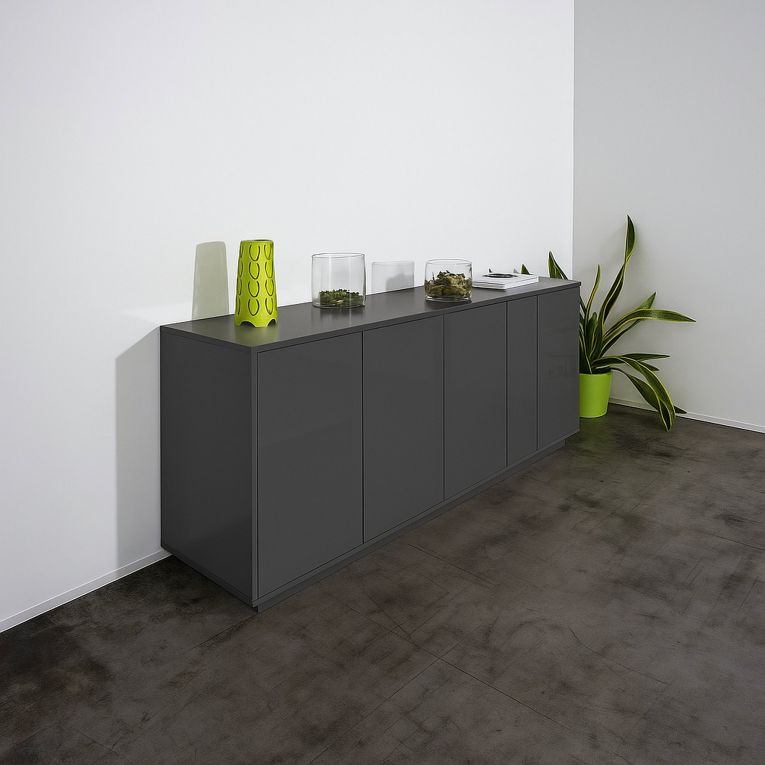 Credenza antracite lucida 180x41x86h cm 4 ante - Aulina