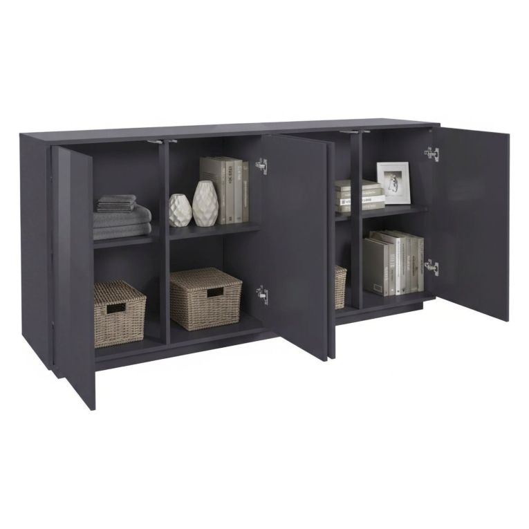 Credenza antracite lucida 180x41x86h cm 4 ante - Aulina