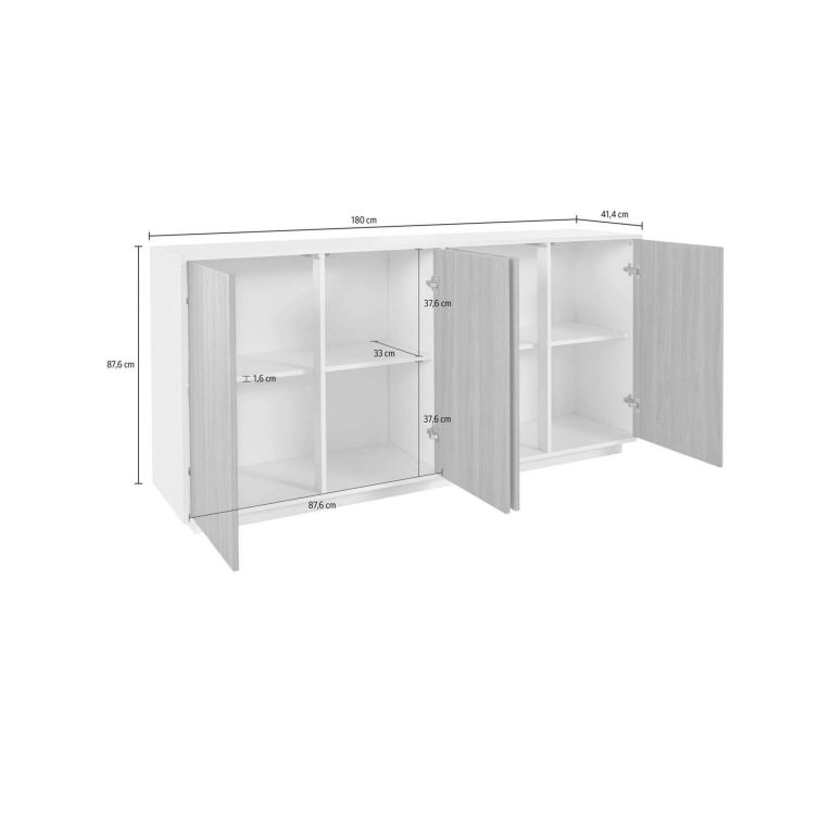 Credenza antracite lucida 180x41x86h cm 4 ante - Aulina