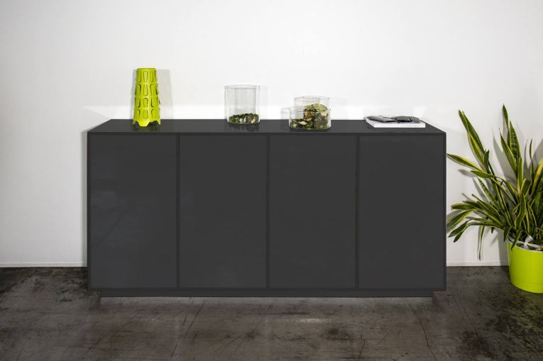 Credenza antracite lucida 180x41x86h cm 4 ante - Aulina