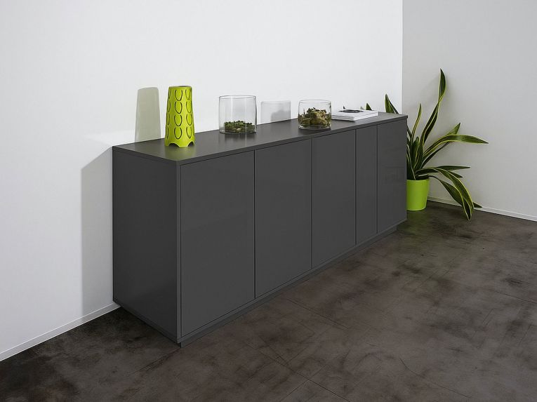 Credenza antracite lucida 180x41x86h cm 4 ante - Aulina