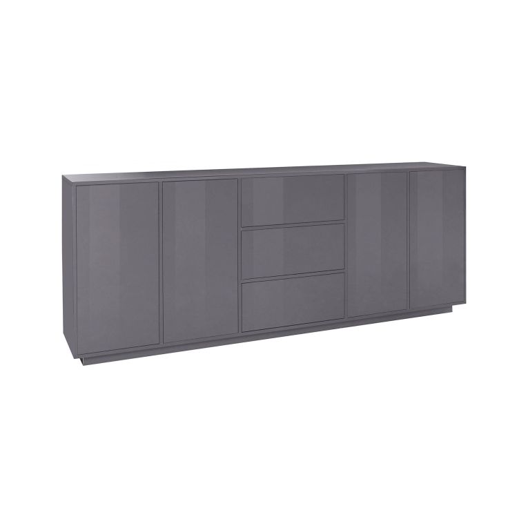 Credenza antracite lucida 220x41x86h cm 4 ante e 3 cassetti - Arrachis