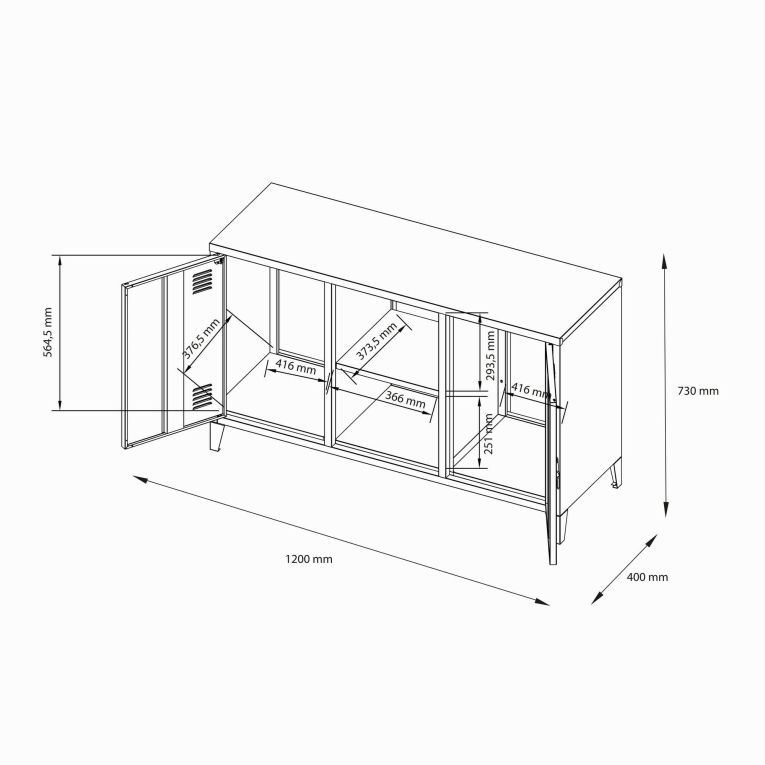 Credenza ardesia 120x40x73h cm 2 ante - Friddi