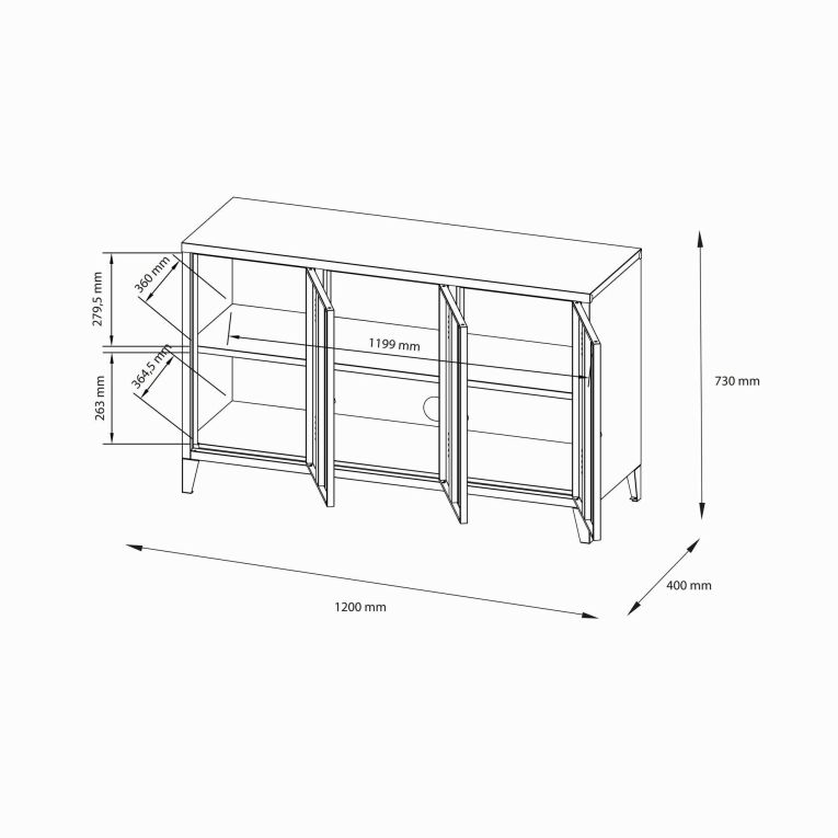 Credenza ardesia 120x40x73h cm 3 ante - Cocullo
