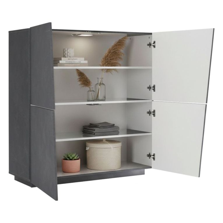 Credenza ardesia 120x43x126h cm 4 ante - Abbabbau