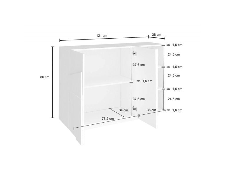 Credenza ardesia 121x38x86h cm 2 ante - Acab