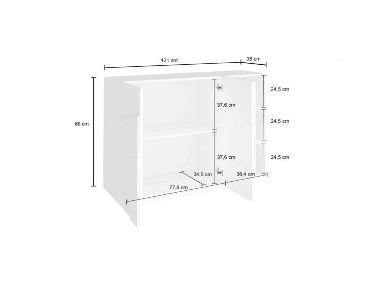 Credenza ardesia 121x38x86h cm 3 ante - Axl