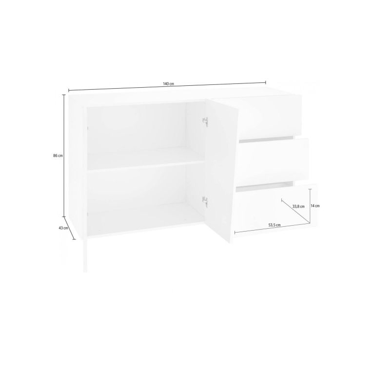 Credenza ardesia 140x43x86h cm 2 ante e 3 cassetti - Favonio
