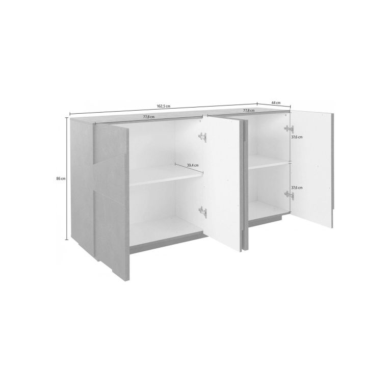 Credenza ardesia 162x44x86h cm 4 ante - Augusto