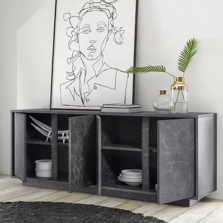 Credenza ardesia 180x43x79h cm 4 ante - Nika