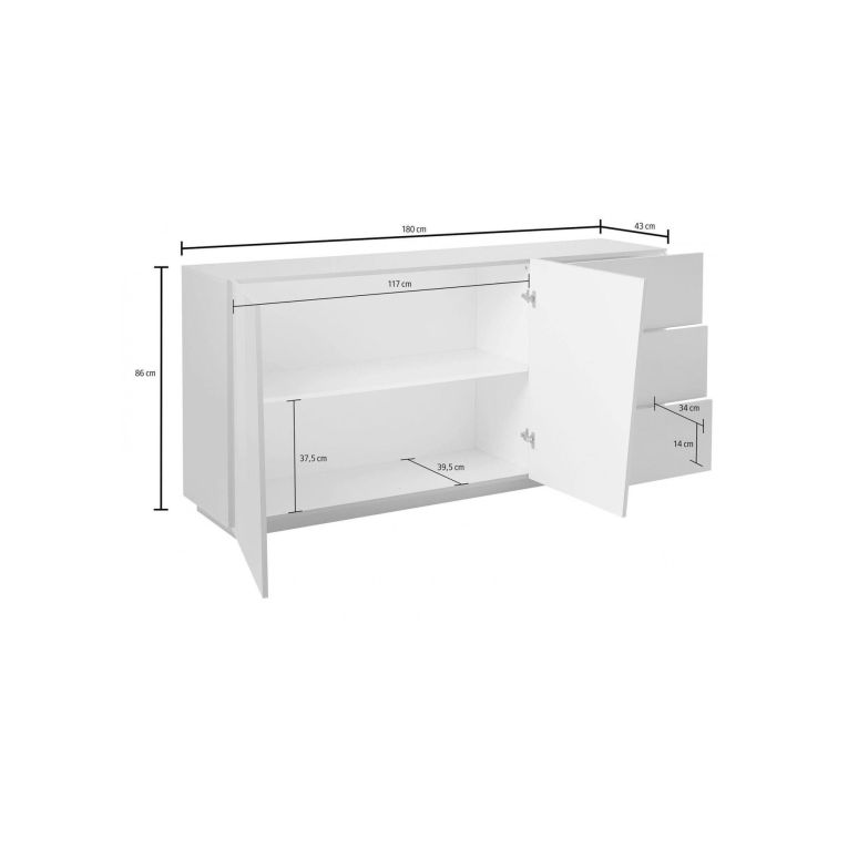 Credenza ardesia 180x43x86h cm 2 ante e 3 cassetti - Ariet