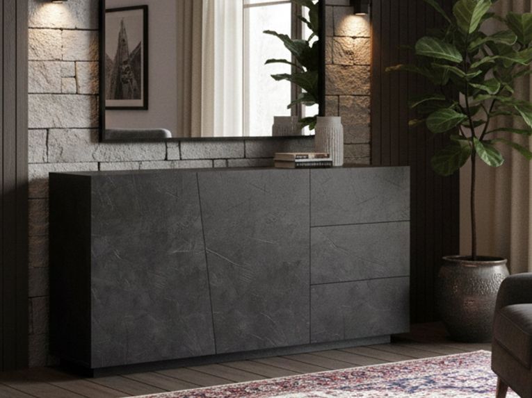 Credenza ardesia 180x43x86h cm 2 ante e 3 cassetti - Ariet