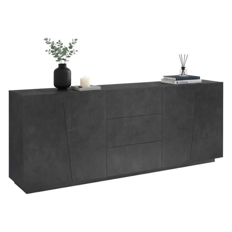 Credenza ardesia 220x43x86h cm 4 ante e 3 cassetti - Ayrton