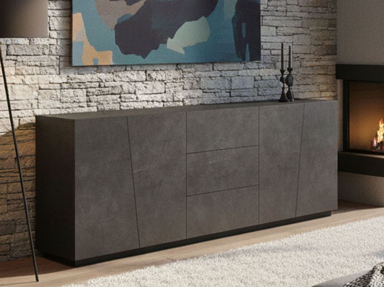 Credenza ardesia 220x43x86h cm 4 ante e 3 cassetti - Ayrton