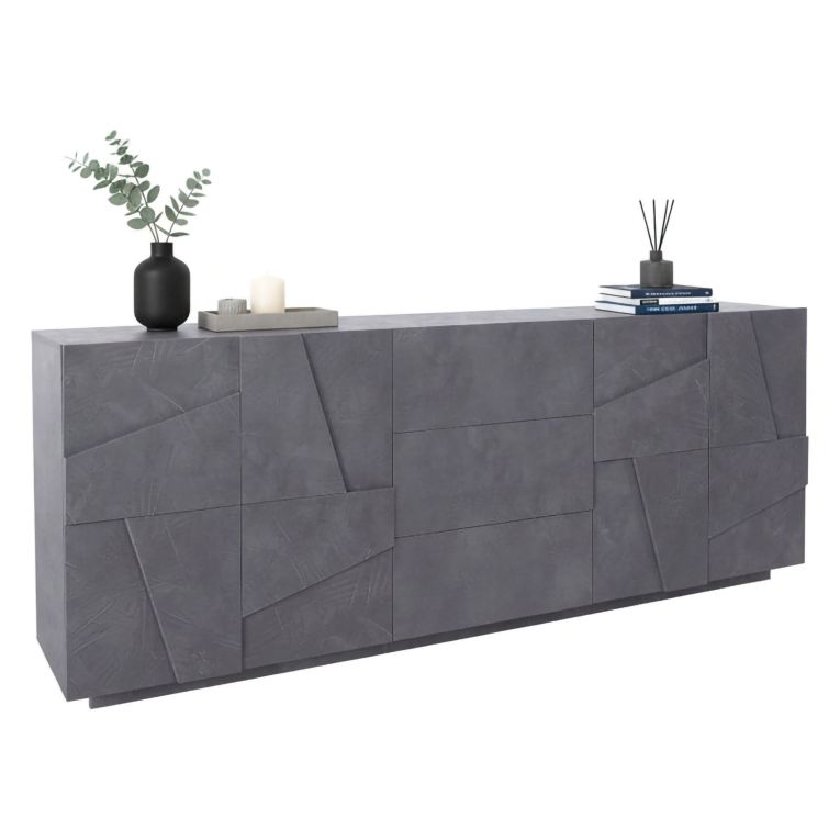 Credenza ardesia 224x44x86h cm 4 ante e 3 cassetti - Zeus