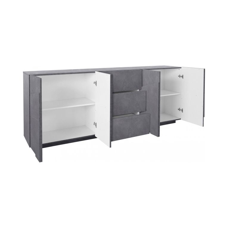 Credenza ardesia 224x44x86h cm 4 ante e 3 cassetti - Zeus