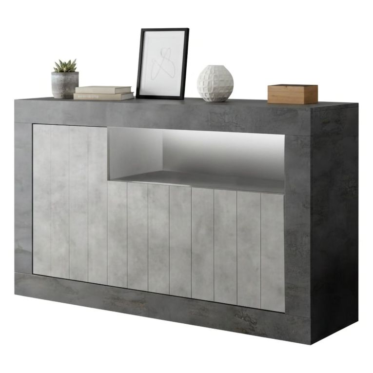 Credenza ardesia e cemento 138x42x86h cm 3 ante - Dolphin
