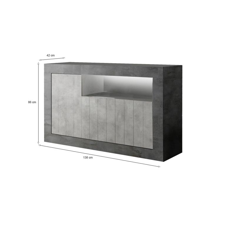 Credenza ardesia e cemento 138x42x86h cm 3 ante - Dolphin