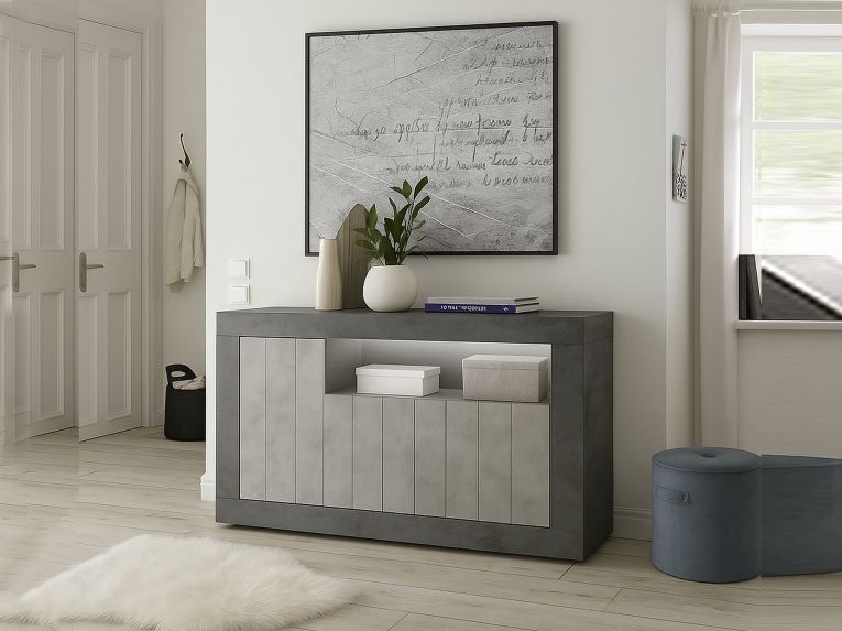 Credenza ardesia e cemento 138x42x86h cm 3 ante - Dolphin