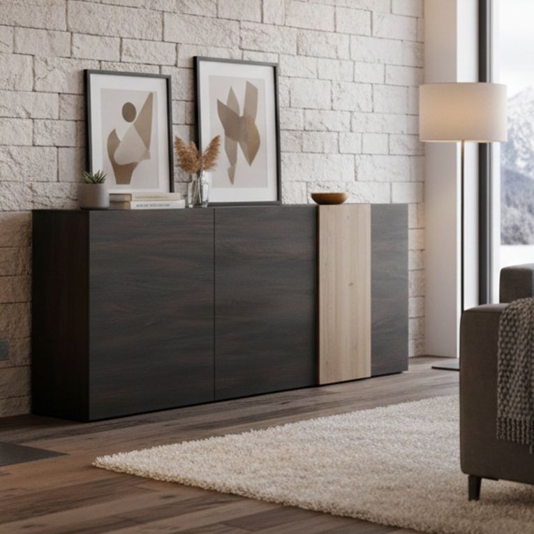 Credenza ardesia e noce 181x44x86h cm 3 ante - Jerry