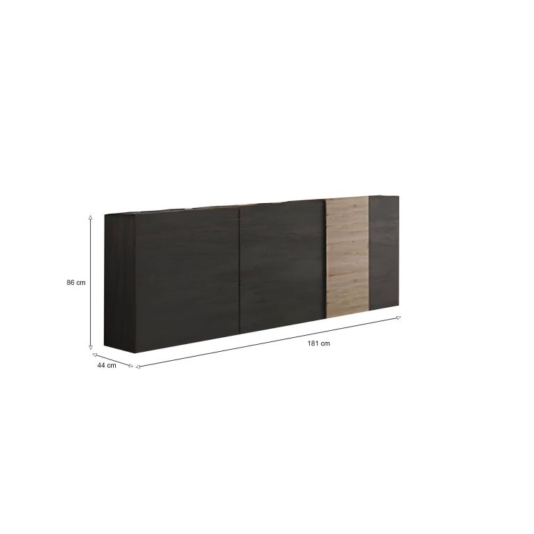 Credenza ardesia e noce 181x44x86h cm 3 ante - Jerry