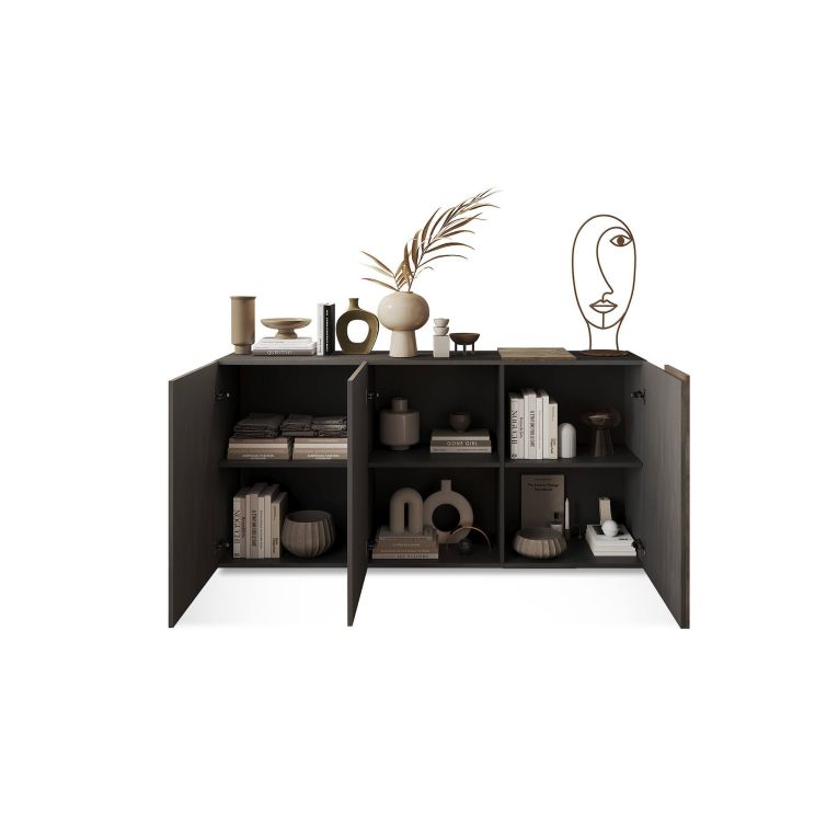 Credenza ardesia e noce 181x44x86h cm 3 ante - Jerry