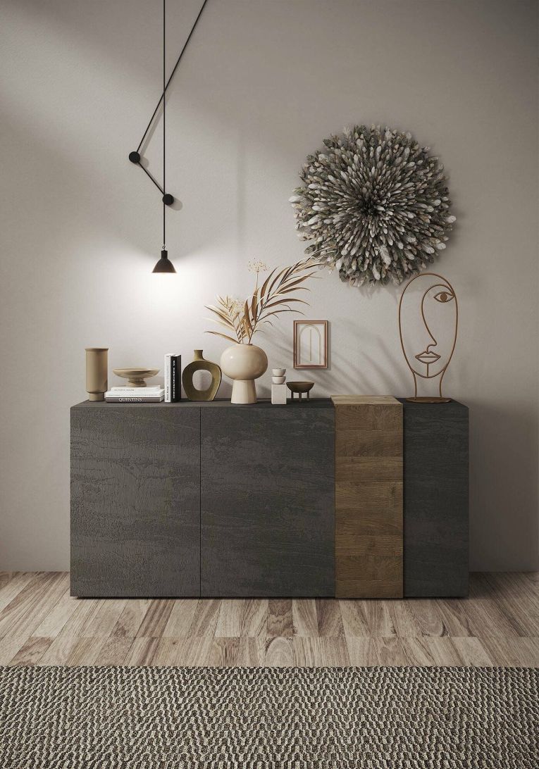Credenza ardesia e noce 181x44x86h cm 3 ante - Jerry