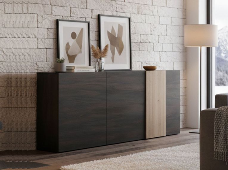 Credenza ardesia e noce 181x44x86h cm 3 ante - Jerry
