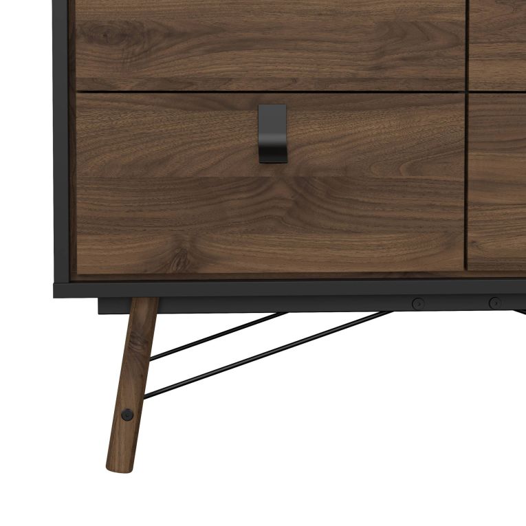 Credenza Aurelie, Buffet da soggiorno, Madia da salotto, Dispensa da cucina, 40x102 h95 cm, Nero e Noce