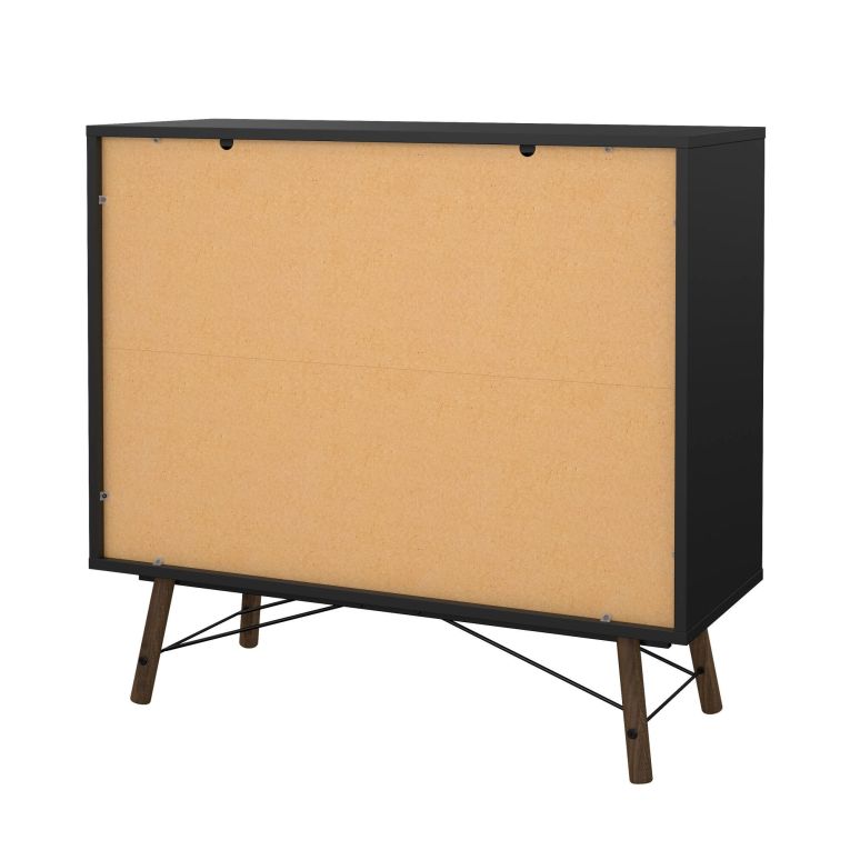 Credenza Aurelie, Buffet da soggiorno, Madia da salotto, Dispensa da cucina, 40x102 h95 cm, Nero e Noce