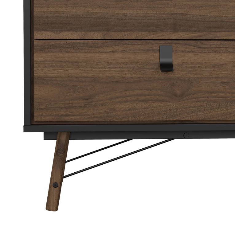Credenza Aurore, Buffet da soggiorno, Madia da salotto, Dispensa da cucina, 40x150 h95 cm, Nero e Noce