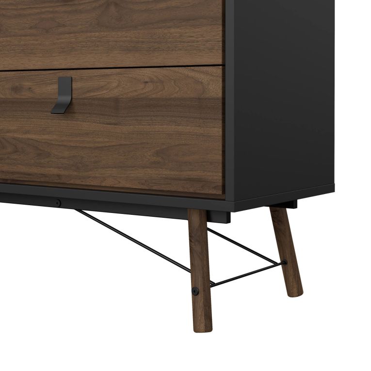 Credenza Aurore, Buffet da soggiorno, Madia da salotto, Dispensa da cucina, 40x150 h95 cm, Nero e Noce