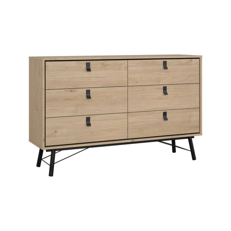 Credenza Aurore, Buffet da soggiorno, Madia da salotto, Dispensa da cucina, 40x150 h95 cm, Rovere
