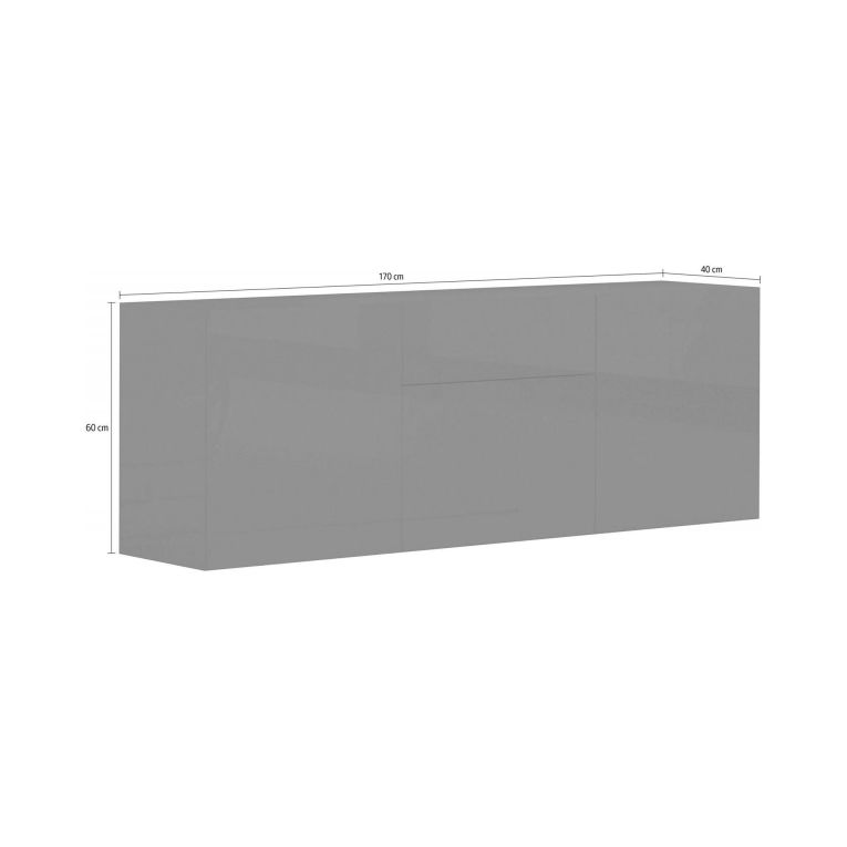 Credenza bassa antracite lucida 170x40x60h cm 3 ante e 1 cassetto - Arina