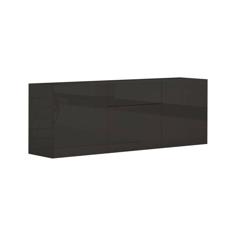 Credenza bassa antracite lucida 170x40x60h cm 3 ante e 1 cassetto - Arina