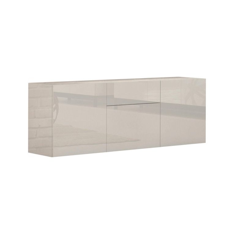 Credenza bassa bianco lucida 170x40x35h cm 3 ante e 1 cassetto - Arina