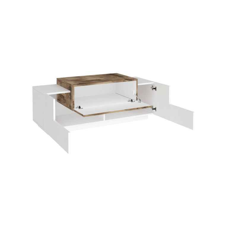 Credenza bassa bianco lucida e acero 120x45x46h cm 3 ante - Aspera