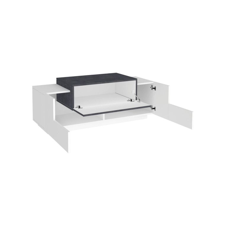 Credenza bassa bianco lucida e ardesia 120x45x46h cm 3 ante - Aspera