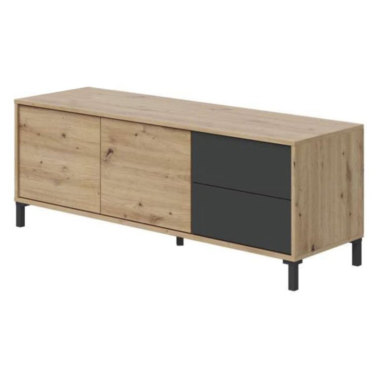 Credenza bassa rovere nodi e antracite 130x41x47h cm 2 ante e 2 cassetti - Anora