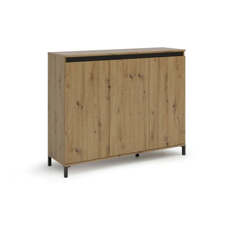 Credenza bassa rovere nodi e antracite 138x110x40h cm 3 ante - Averara