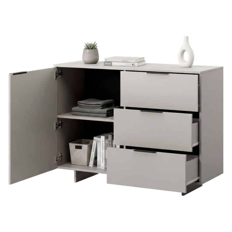 Credenza beige 120x41x90h cm 1 anta e 3 cassetti - Rubiera