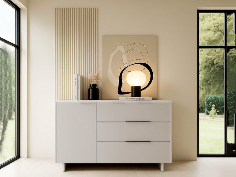 Credenza beige 120x41x90h cm 1 anta e 3 cassetti - Rubiera