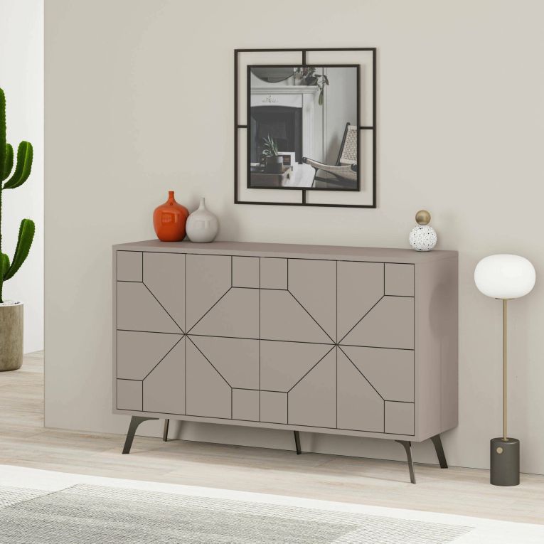 Credenza beige 123x35x62h cm 4 ante - Earl