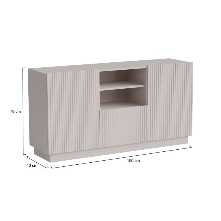 Credenza beige 150x40x78h cm 2 ante e 1 cassetto - Serchio
