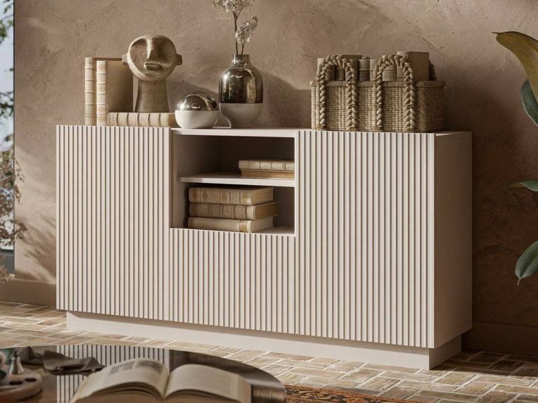 Credenza beige 150x40x78h cm 2 ante e 1 cassetto - Serchio