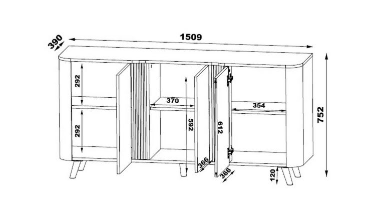 Credenza beige 150x42x70h cm 3 ante - Loreo