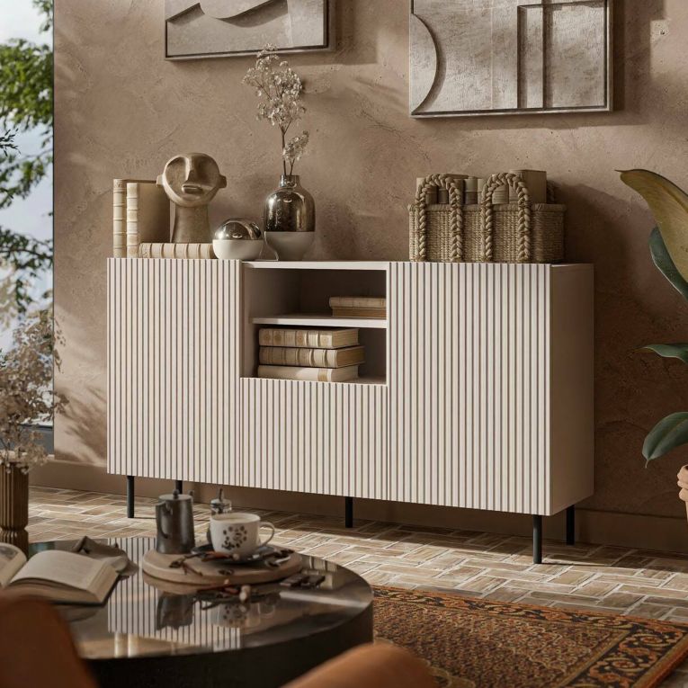 Credenza beige 150x42x82h cm 2 ante e 1 cassetto - Malo